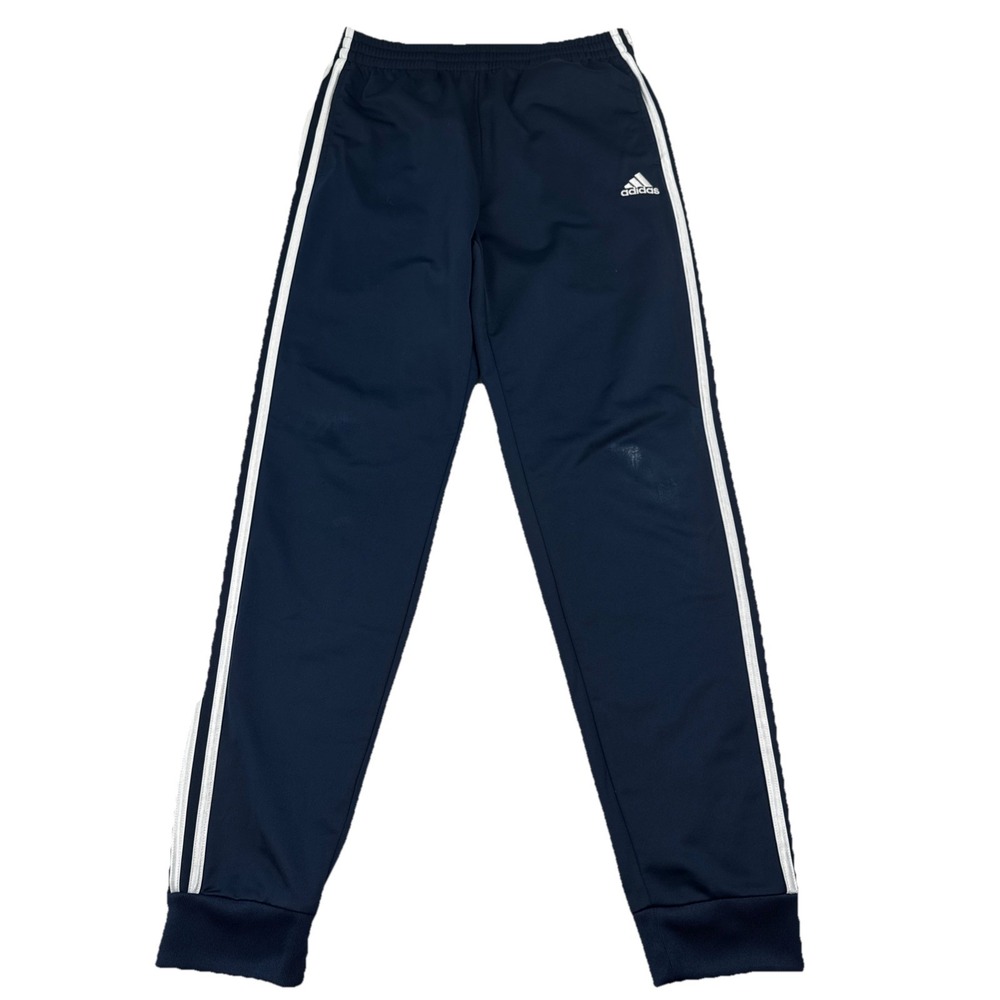 Adidas Youth Track Pants XL 18/20 (24x29) Navy White Stripes Joggers - Flaw Knee